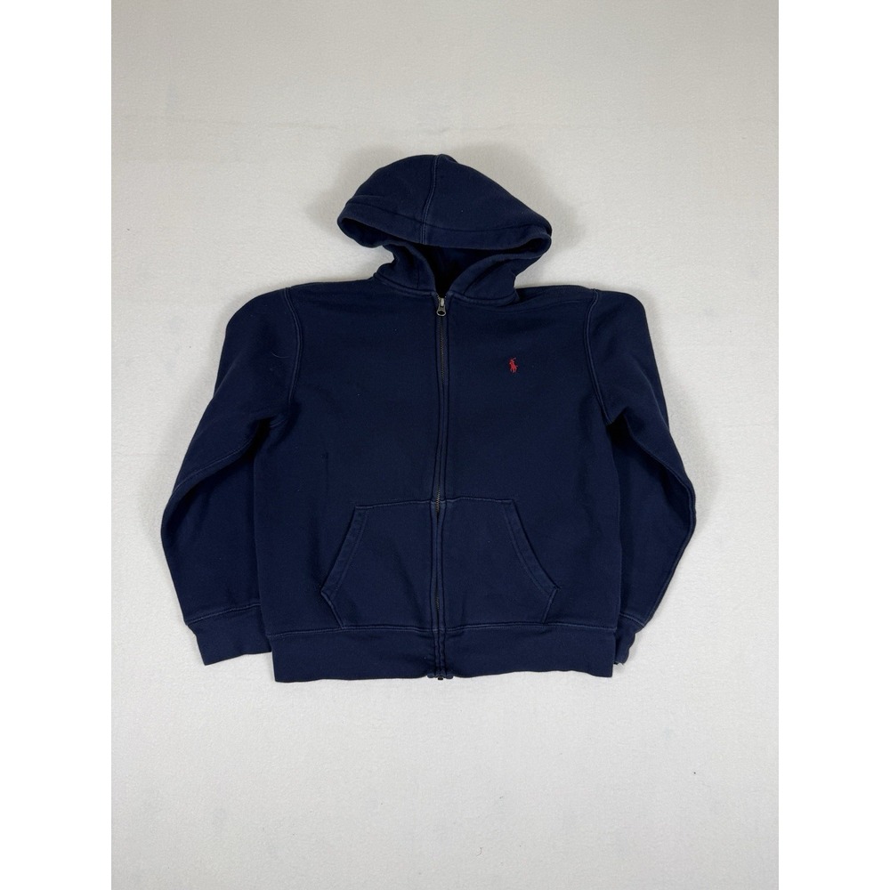 Polo Ralph Lauren Boys Navy Blue Full Zip Hoodie Sweatshirt Size Large 14-16